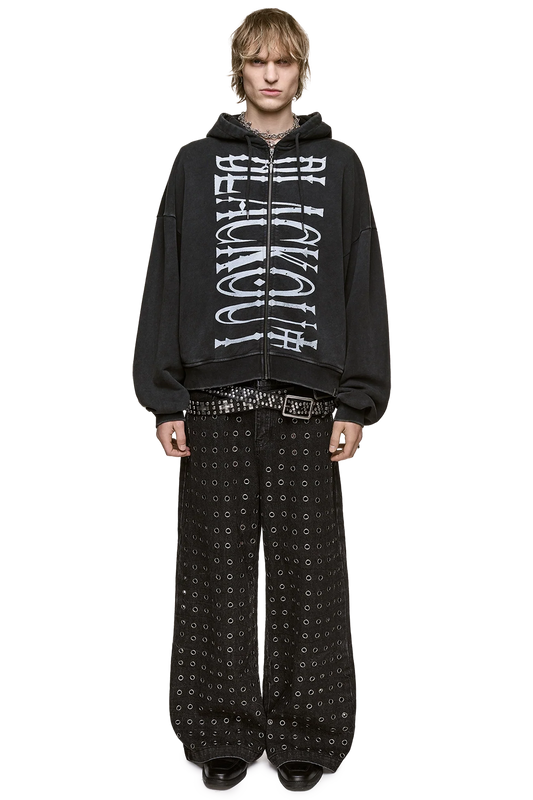 Minga London Blackout Washed Zip Up Hoodie