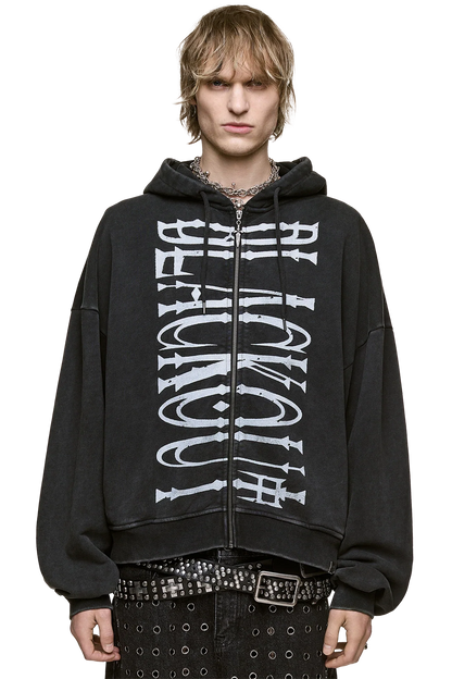 Minga London Blackout Washed Zip Up Hoodie
