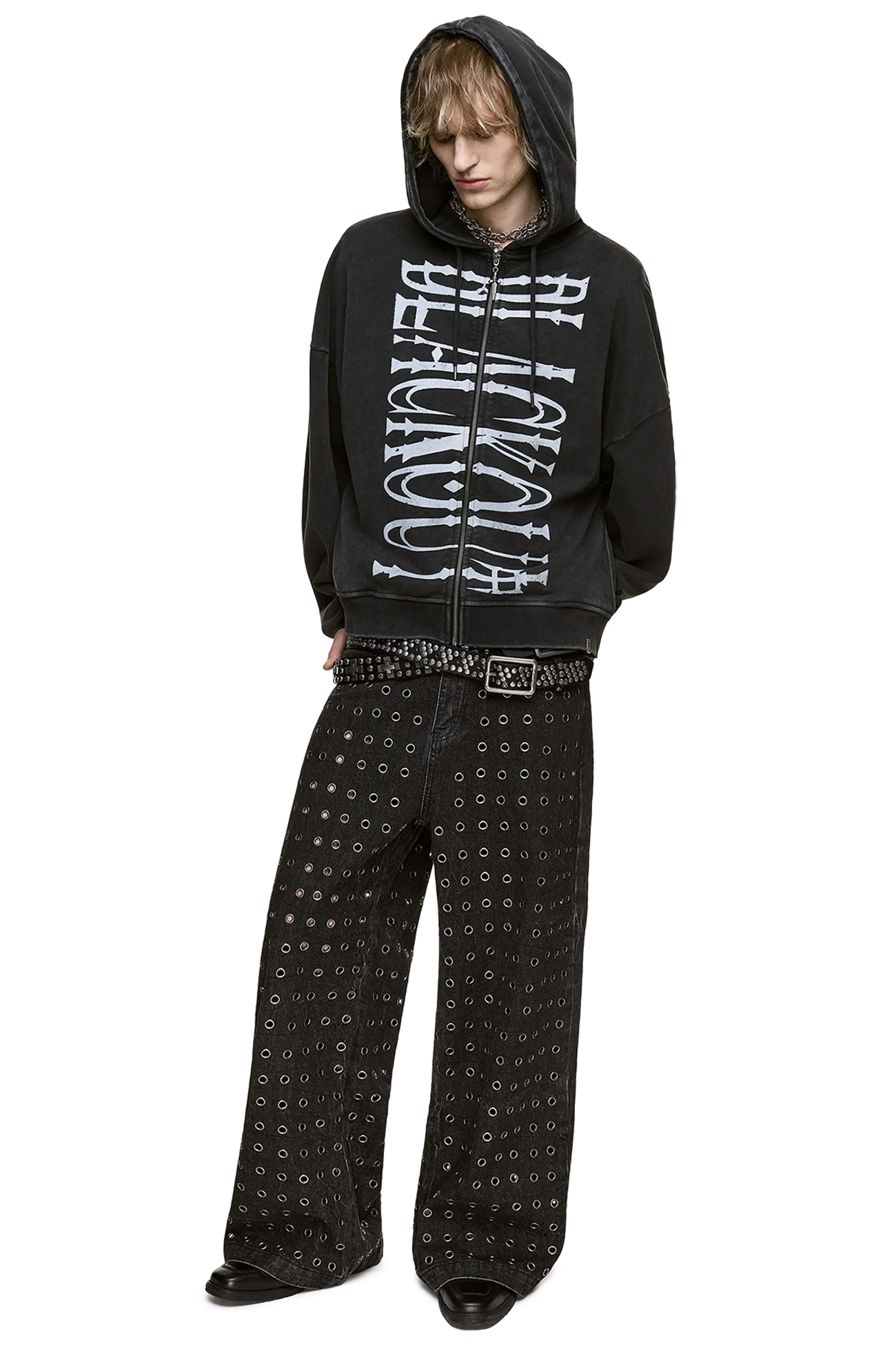 Minga London Blackout Washed Zip Up Hoodie