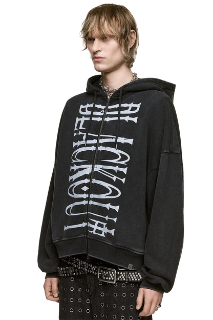 Minga London Blackout Washed Zip Up Hoodie