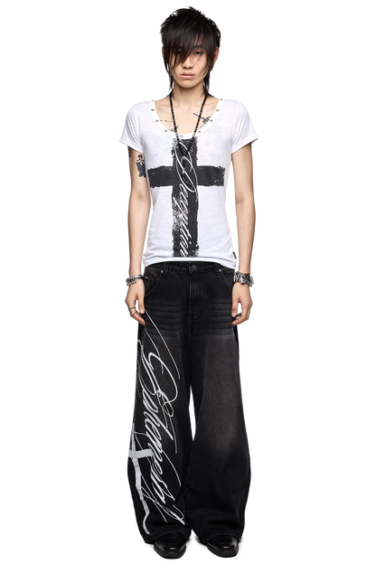 Minga London Ephemeral Graphic Baggy Jeans