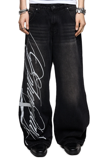 Minga London Ephemeral Graphic Baggy Jeans