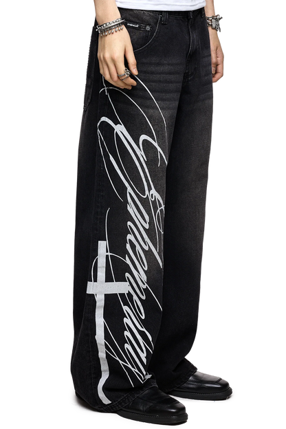 Minga London Ephemeral Graphic Baggy Jeans