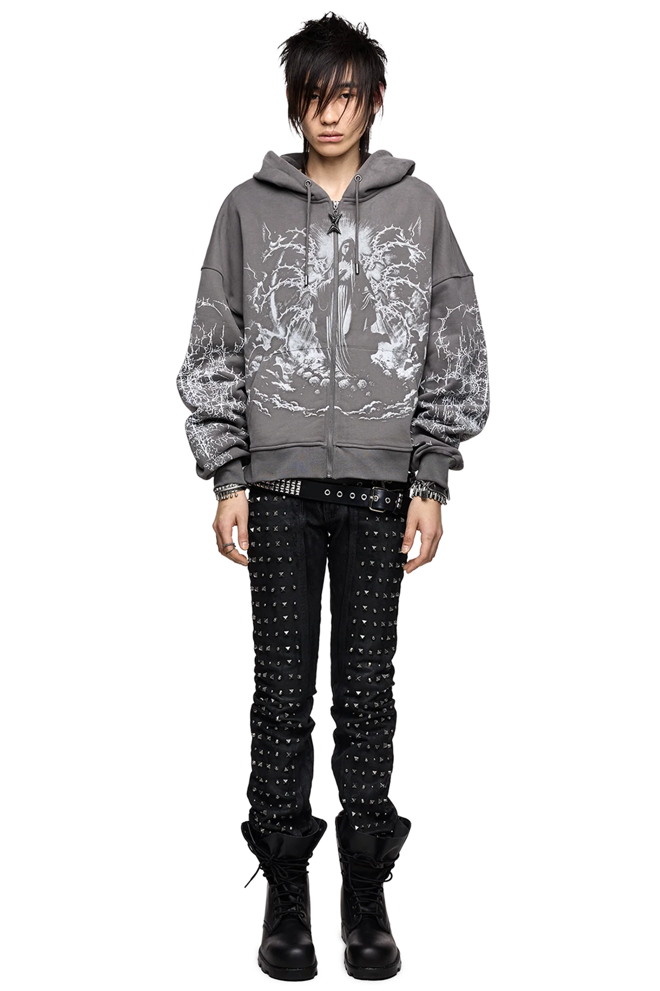 Minga London Ascension Grey Zip Up Hoodie