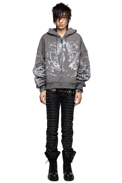 Minga London Ascension Grey Zip Up Hoodie