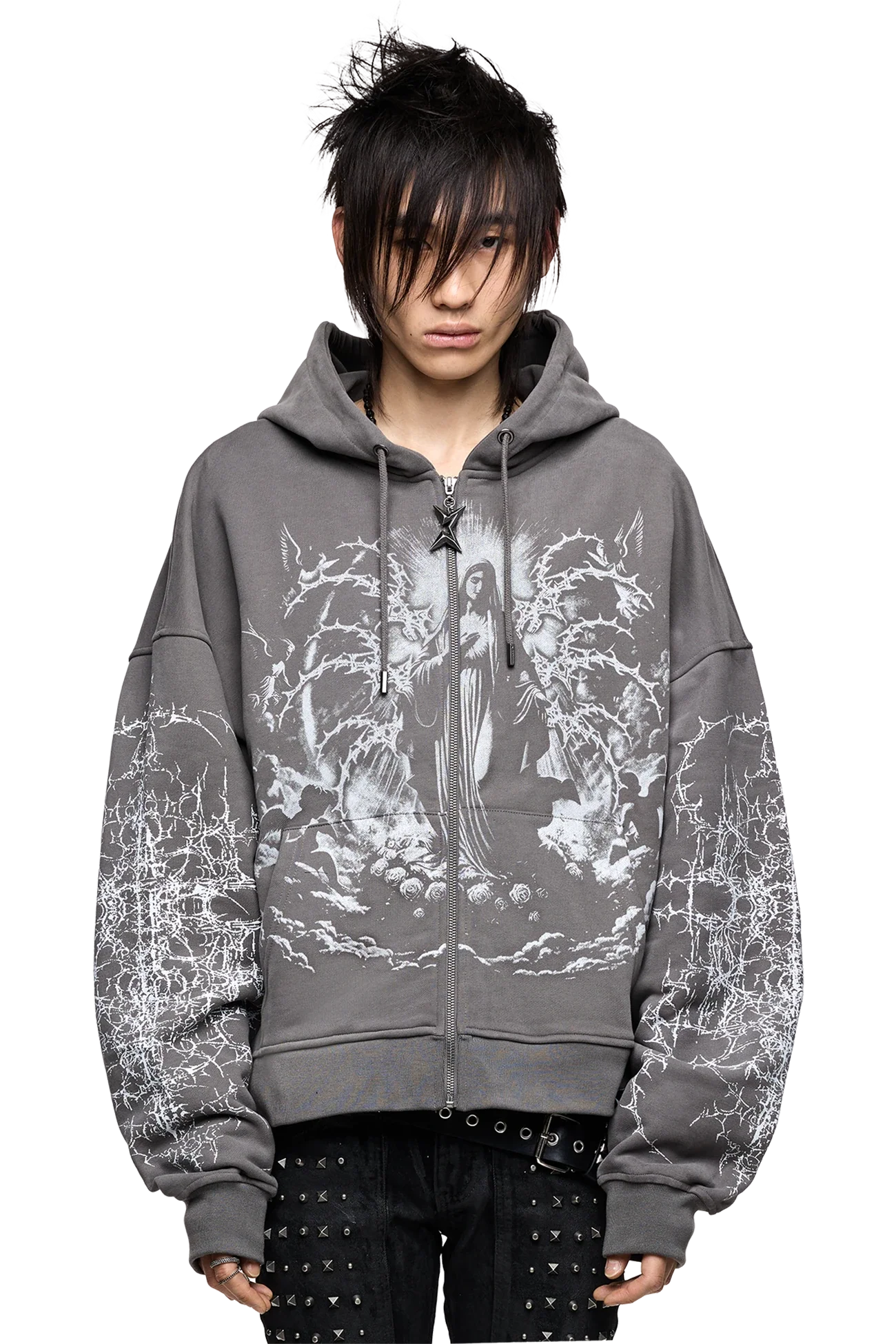 Minga London Ascension Grey Zip Up Hoodie