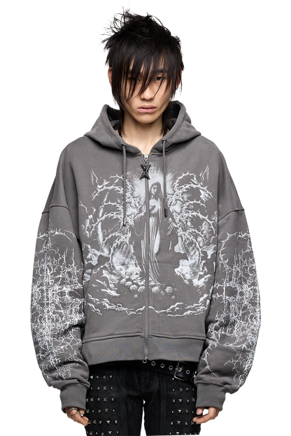 Minga London Ascension Grey Zip Up Hoodie