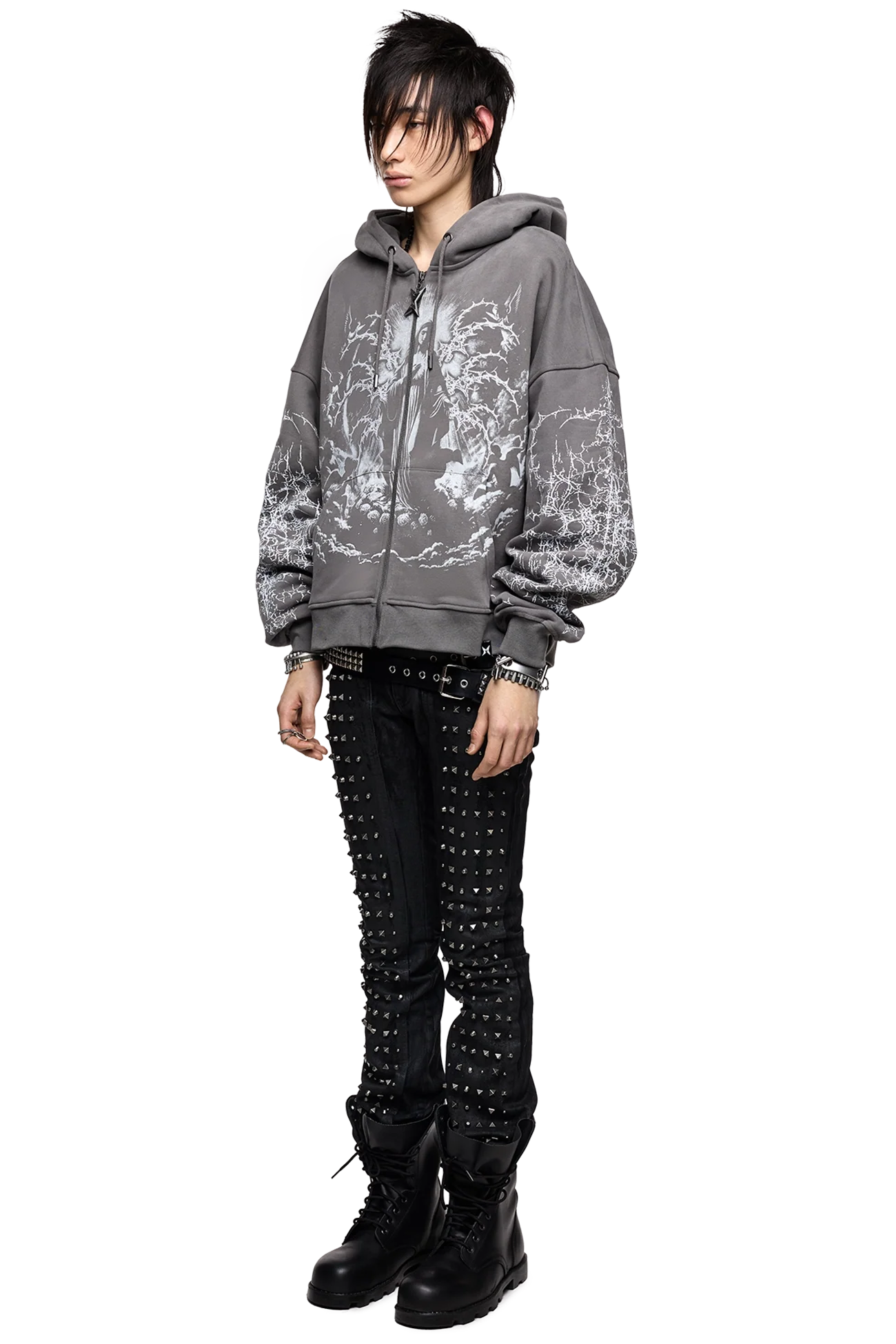Minga London Ascension Grey Zip Up Hoodie