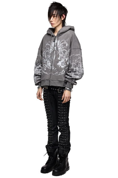 Minga London Ascension Grey Zip Up Hoodie