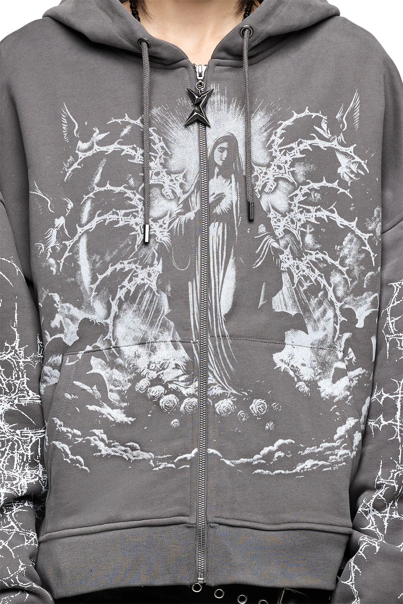 Minga London Ascension Grey Zip Up Hoodie