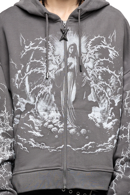 Minga London Ascension Grey Zip Up Hoodie