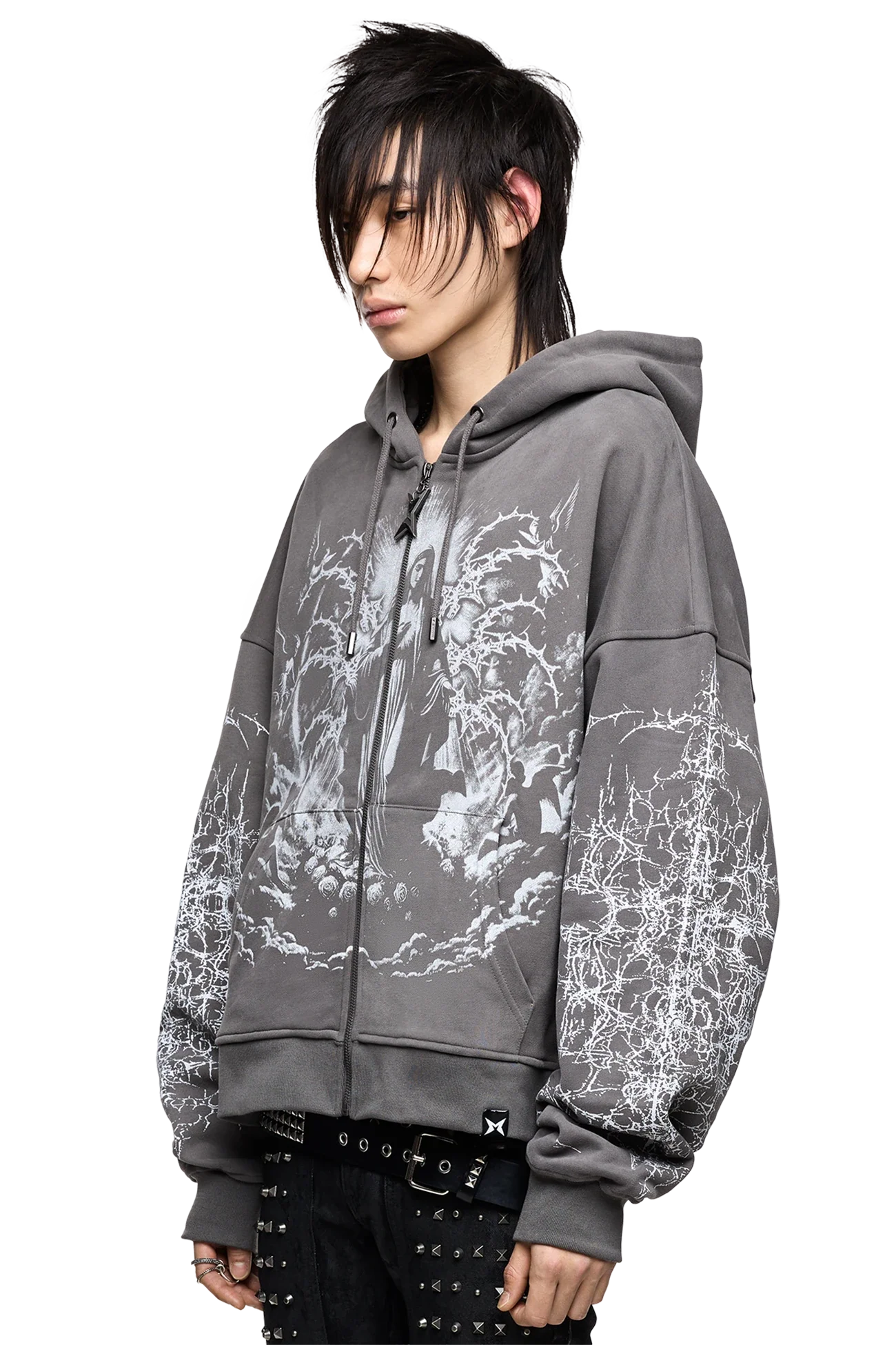 Minga London Ascension Grey Zip Up Hoodie