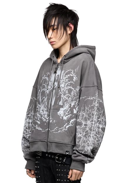 Minga London Ascension Grey Zip Up Hoodie