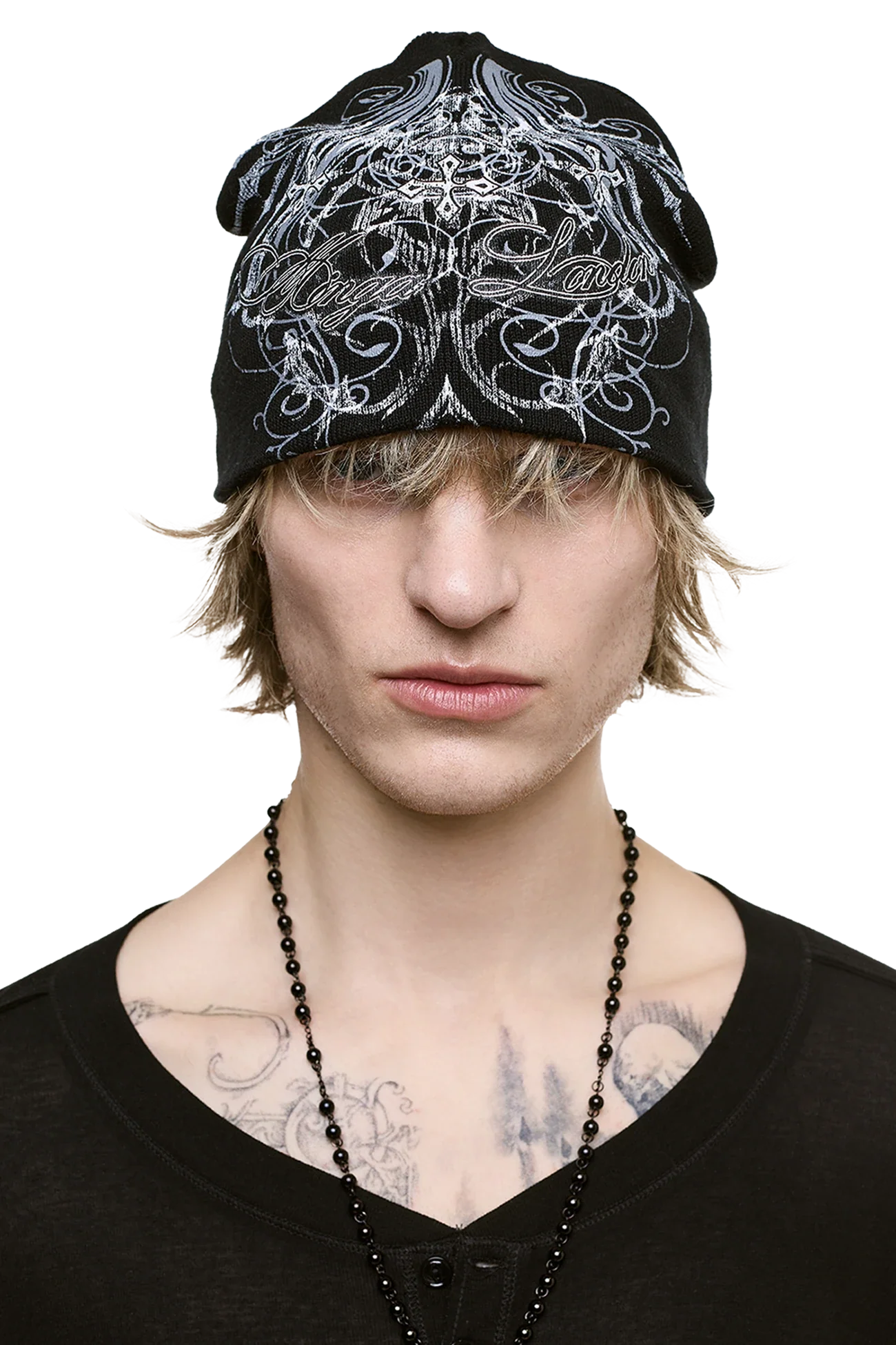 Minga London Chrome Angel Black Beanie