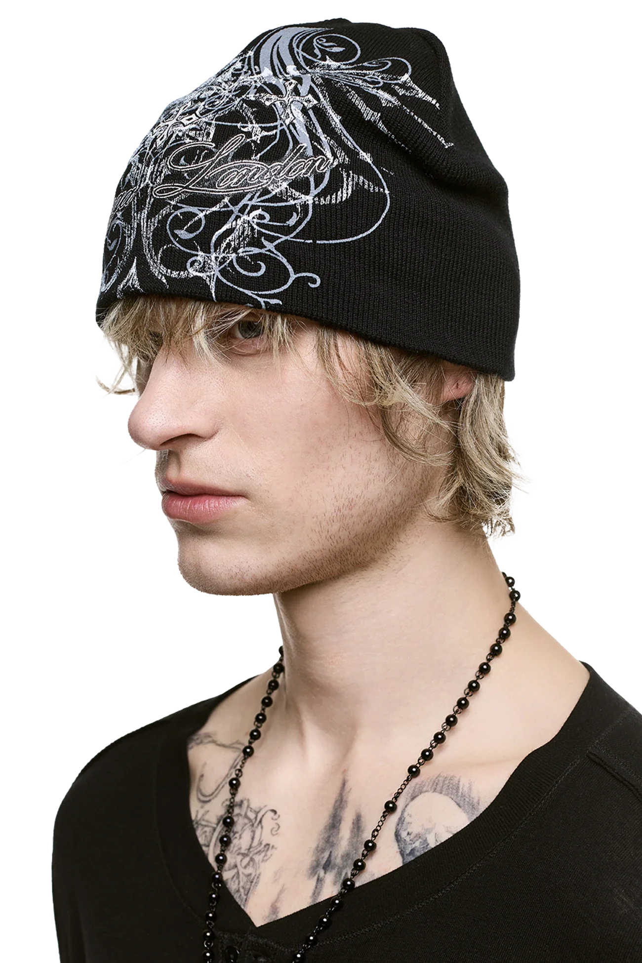 Minga London Chrome Angel Black Beanie