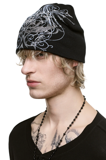 Minga London Chrome Angel Black Beanie