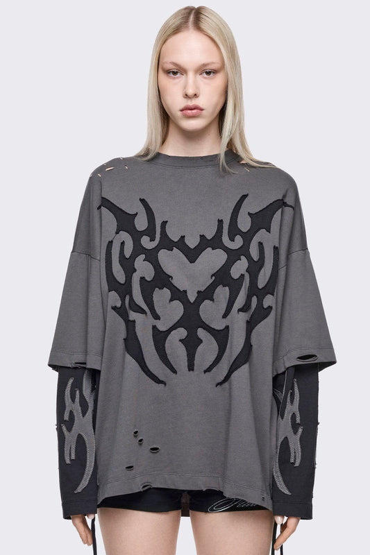 Minga London Luvx Grey Layered T-Shirt