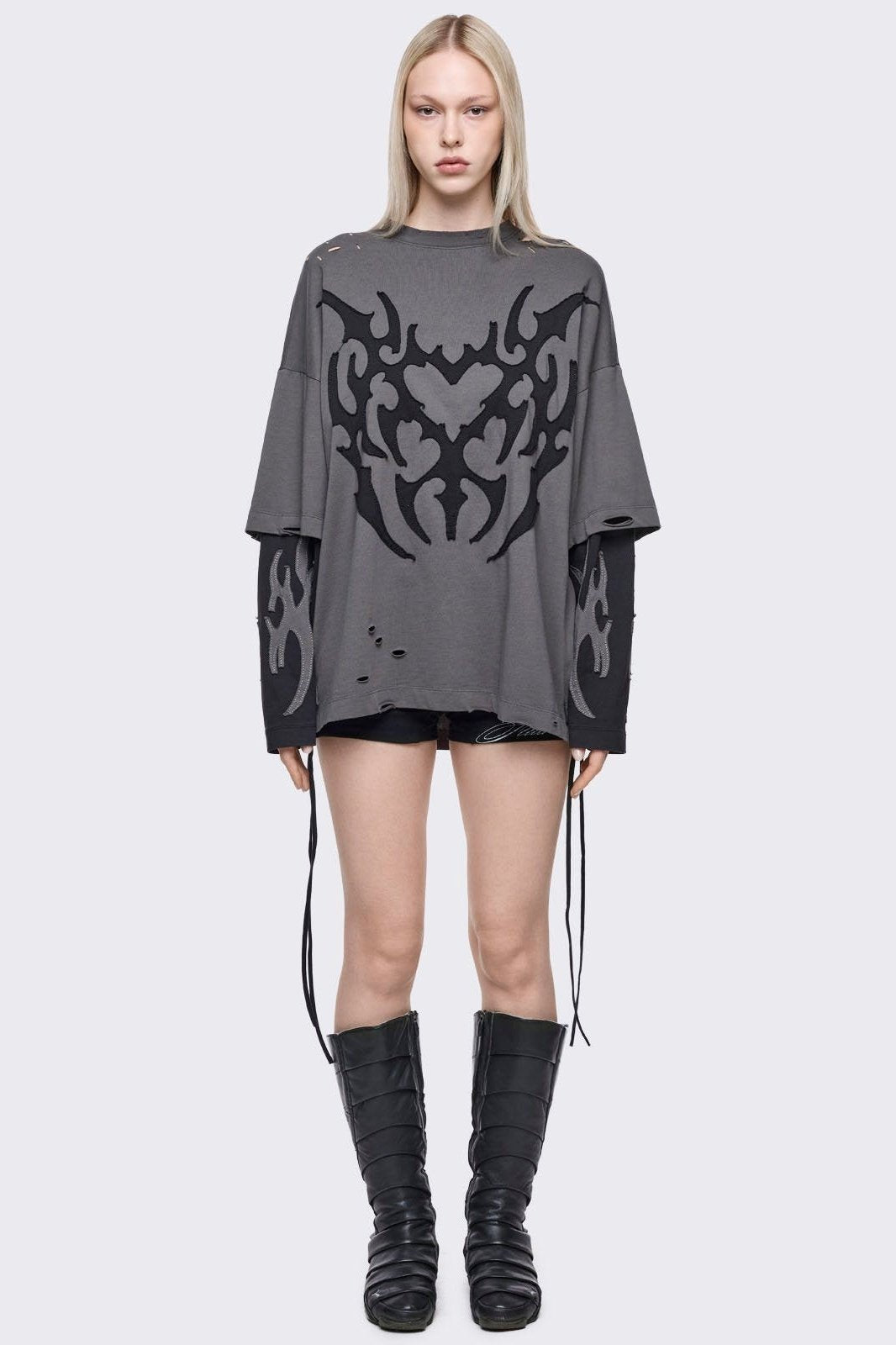 Minga London Luvx Grey Layered T-Shirt