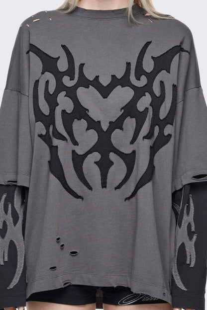 Minga London Luvx Grey Layered T-Shirt