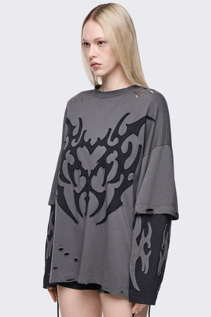 Minga London Luvx Grey Layered T-Shirt
