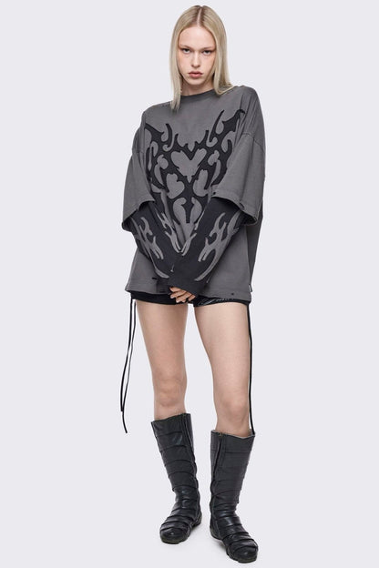 Minga London Luvx Grey Layered T-Shirt