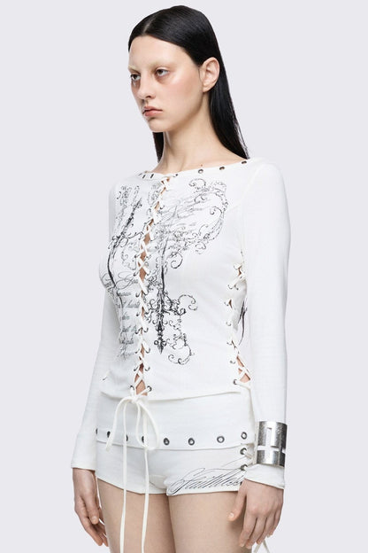 Minga London Seraphina Lace-Up Top