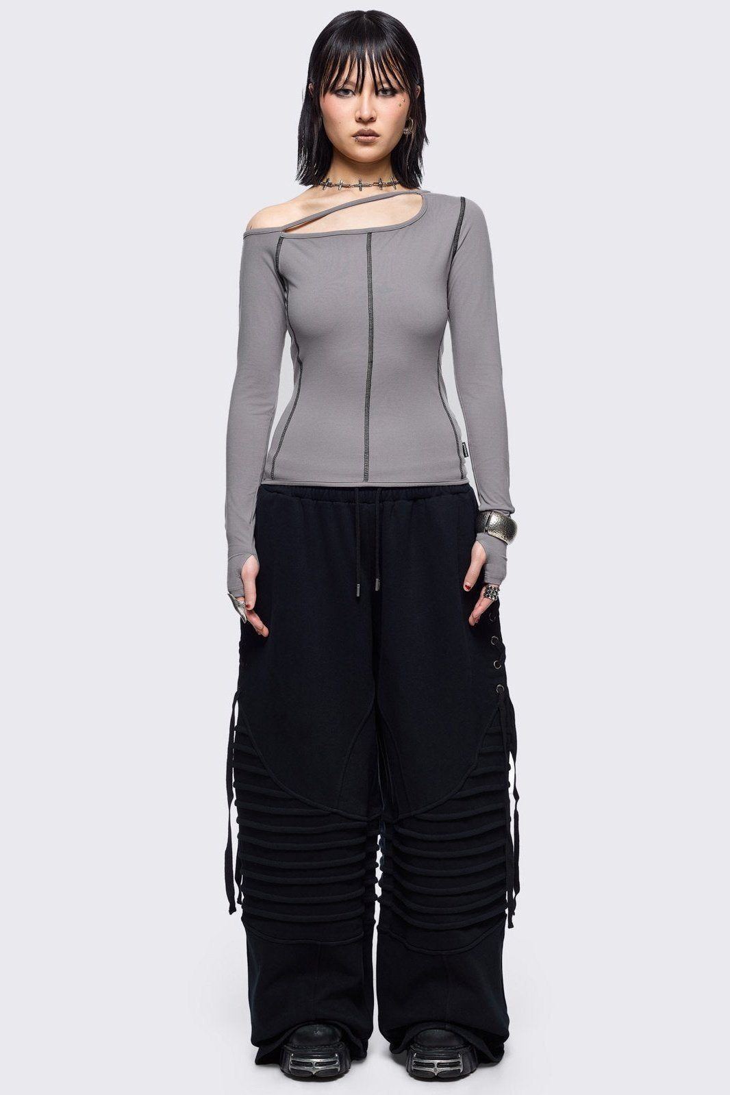 Minga London Mae Grey Cut-Out Top