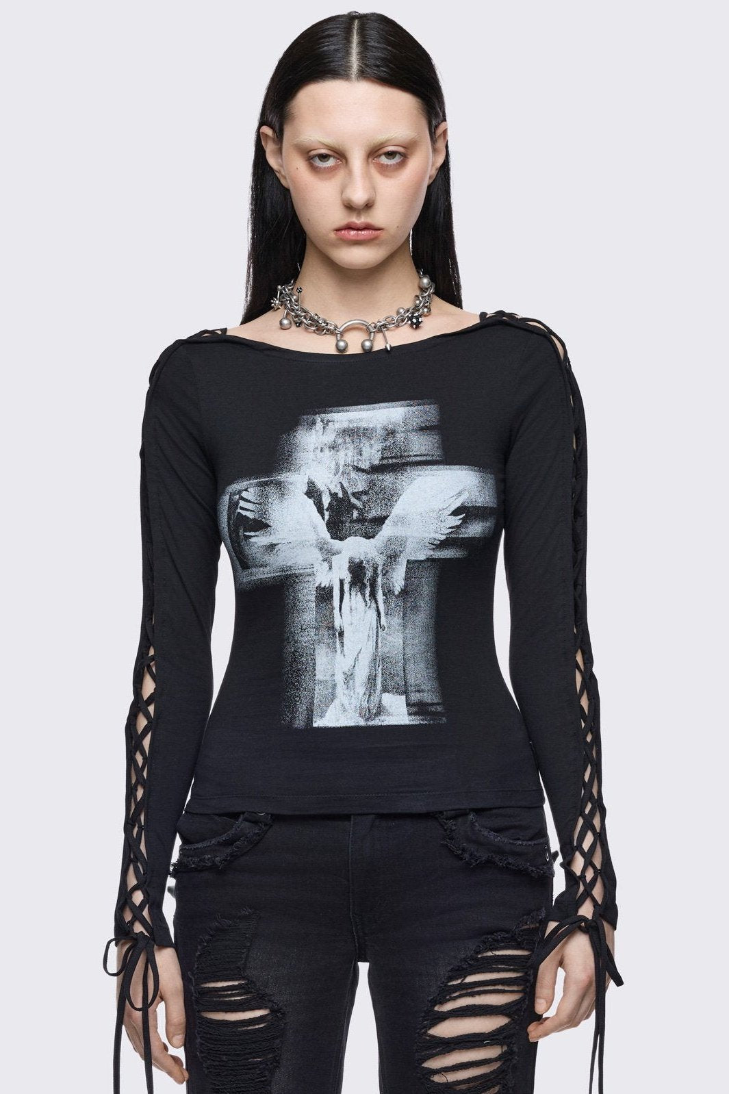 Minga London Tenebris Lace-Up Top