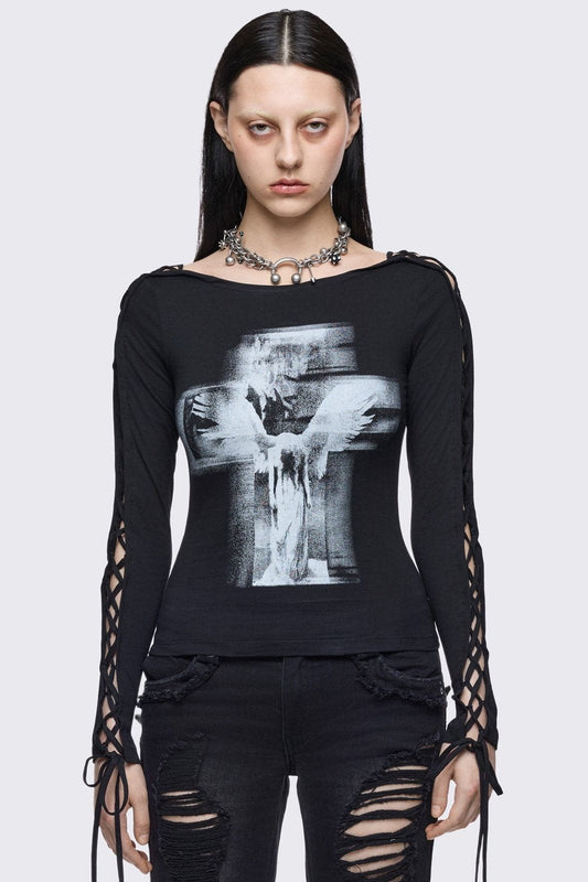 Minga London Tenebris Lace-Up Top