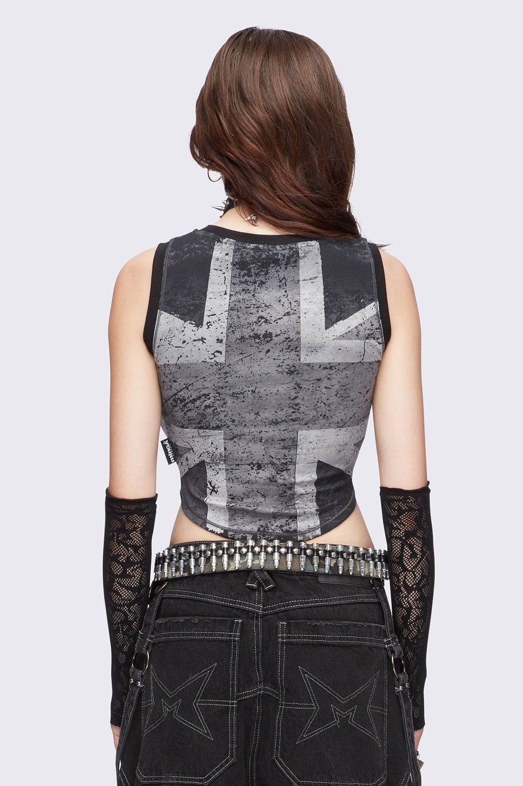 Minga London Union Jack Black Vest Top