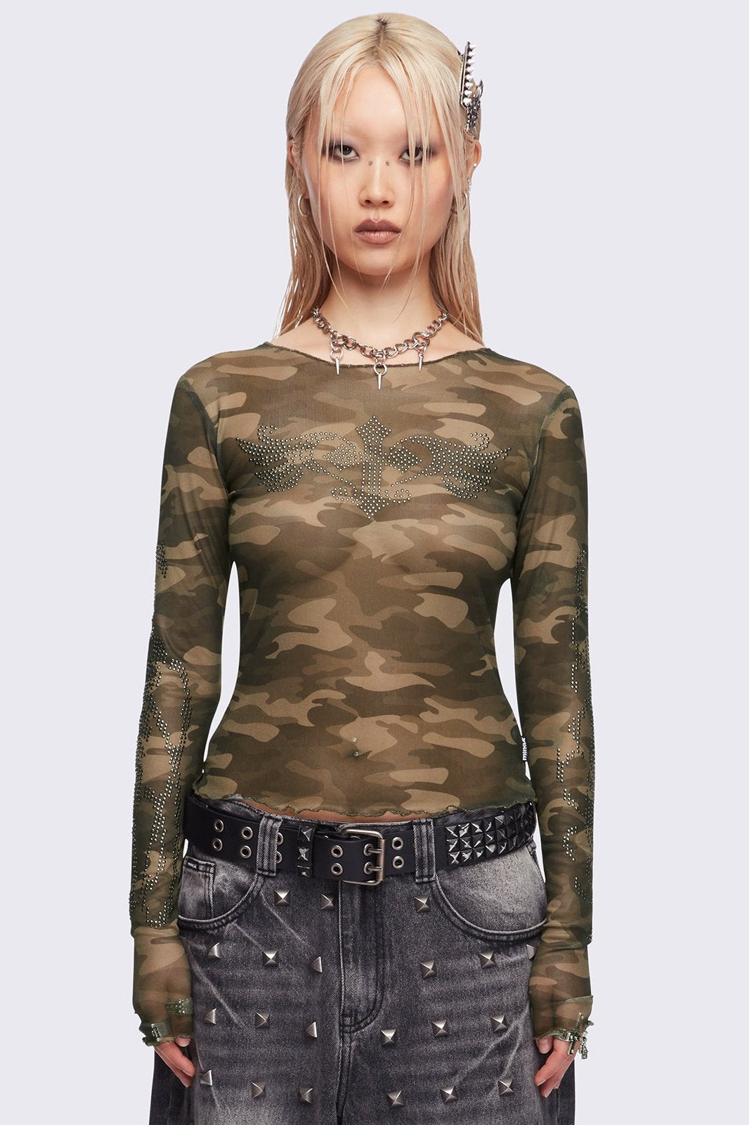 Minga London Camo Crush Mesh Top