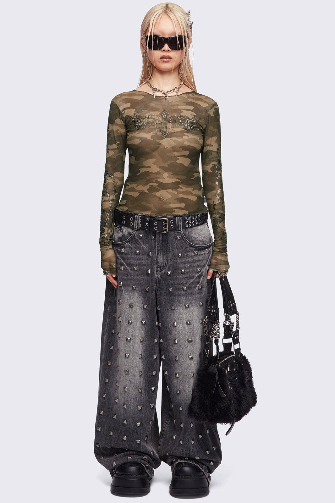 Minga London Camo Crush Mesh Top