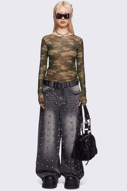 Minga London Camo Crush Mesh Top