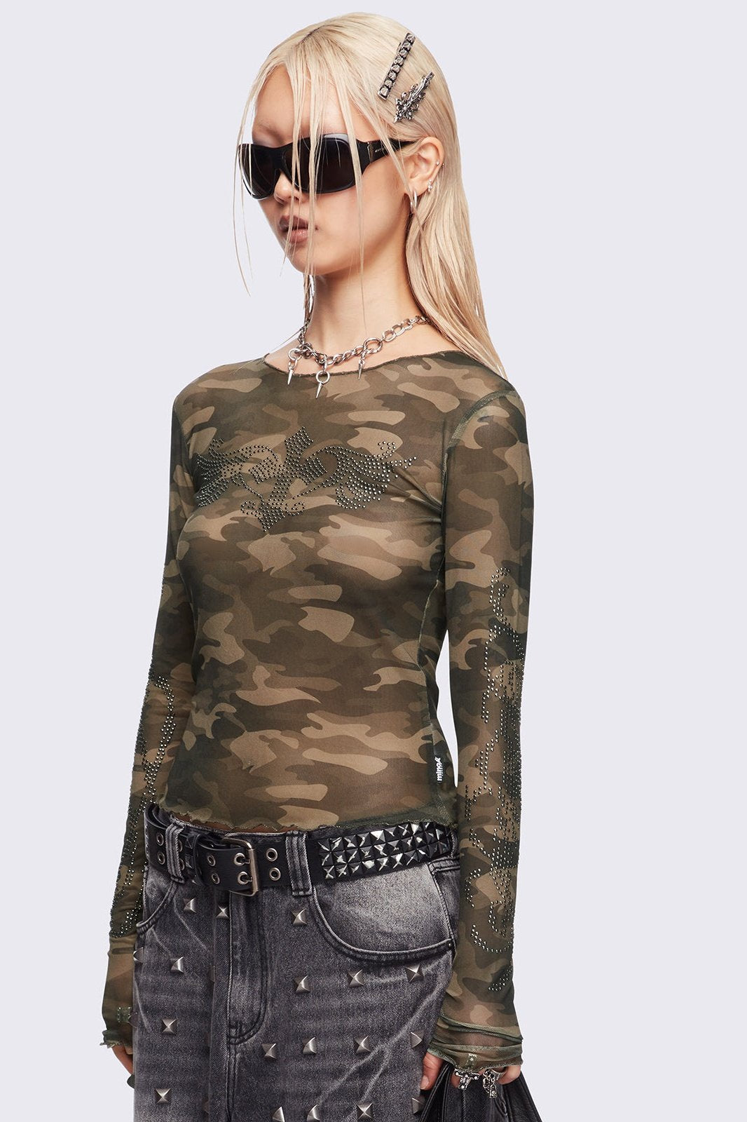 Minga London Camo Crush Mesh Top