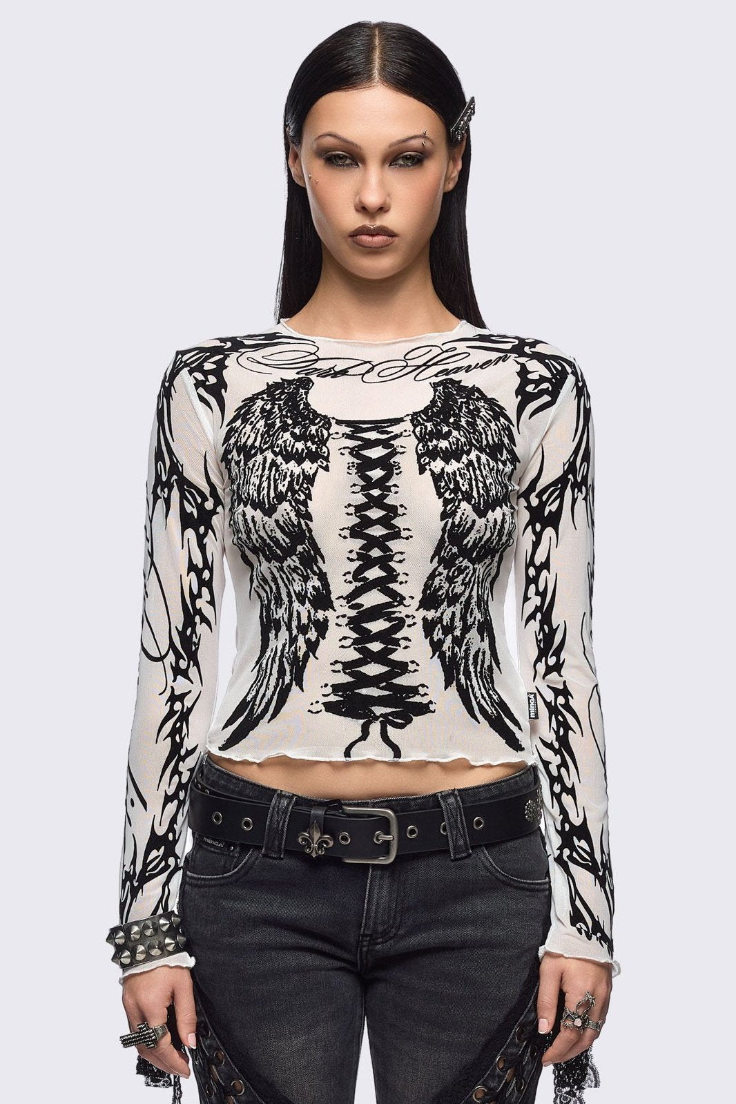 Minga London Wing It White Mesh Top