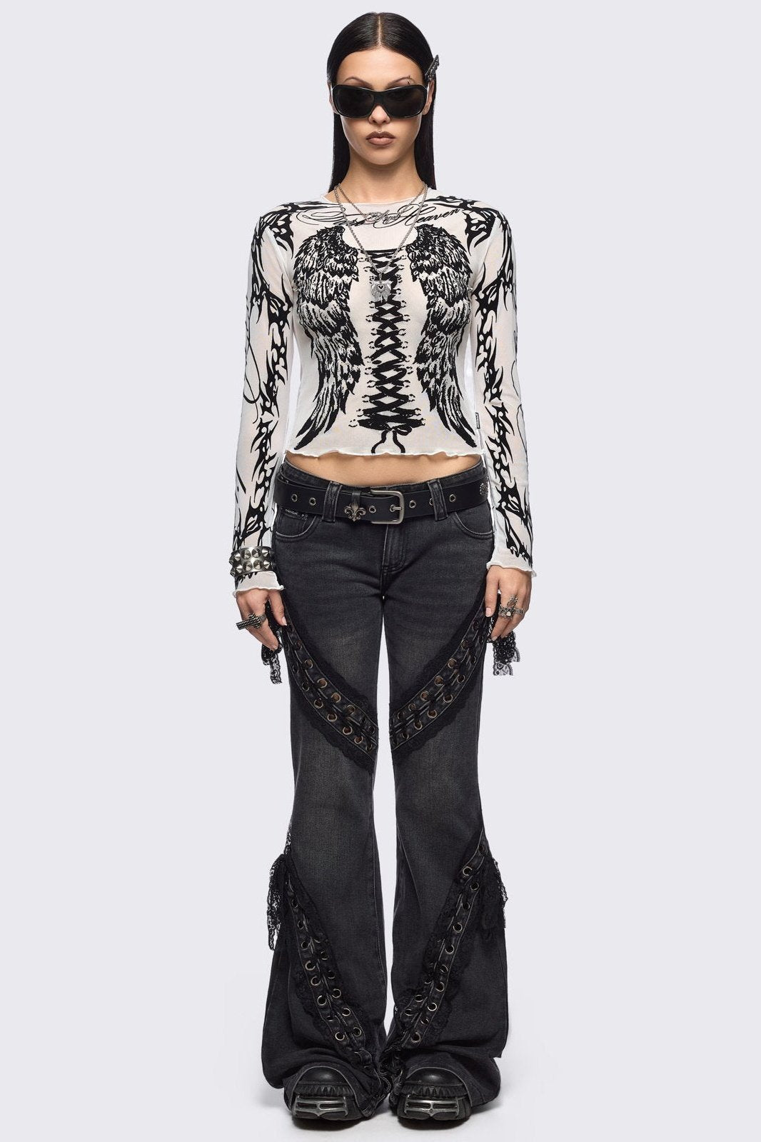 Minga London Wing It White Mesh Top