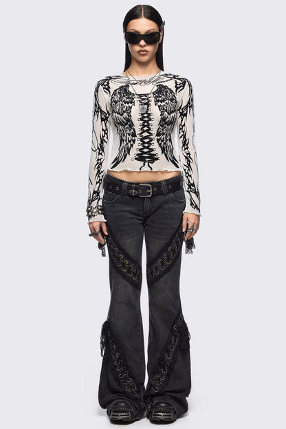 Minga London Wing It White Mesh Top