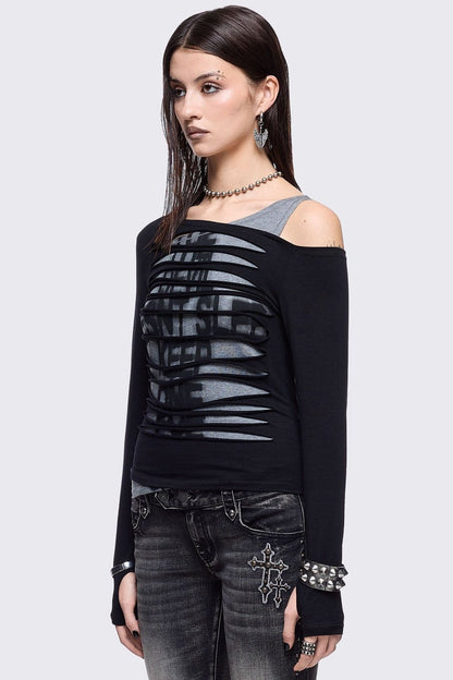 Minga London One Eye Open Slashed Top