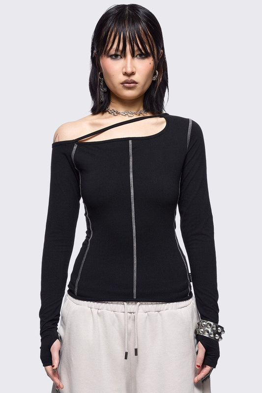 Minga London Mae Black Cut-Out Top
