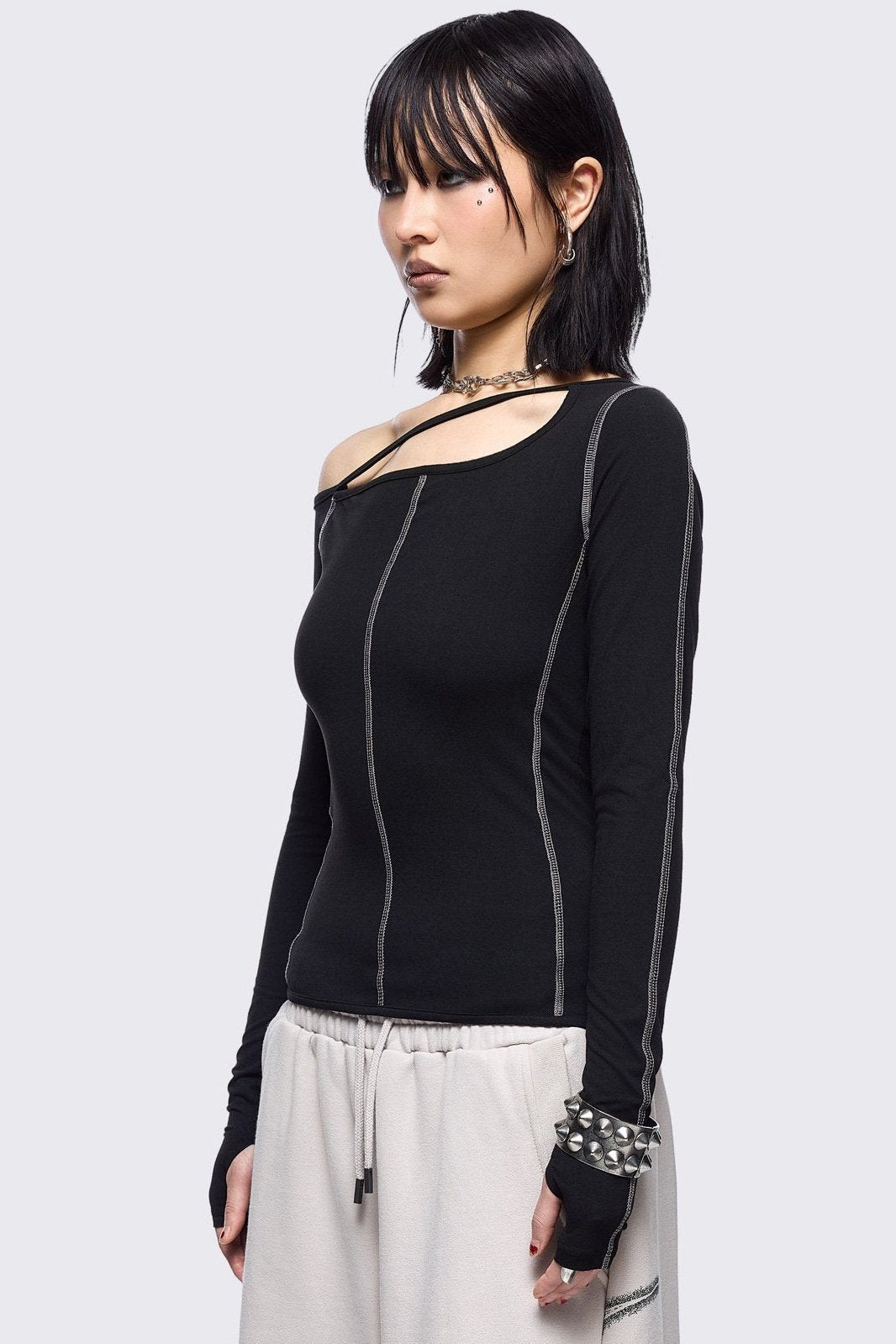Minga London Mae Black Cut-Out Top