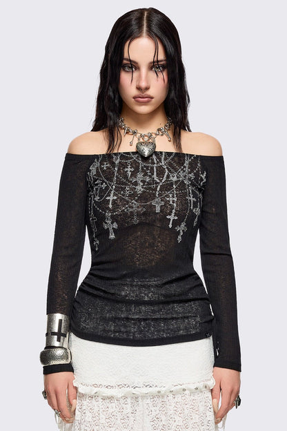 Minga London Rosary Off-Shoulder Top