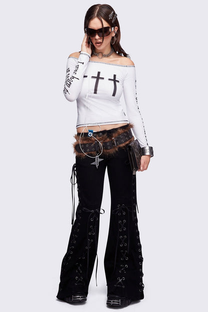 Minga London Look at Me White Off-Shoulder Top