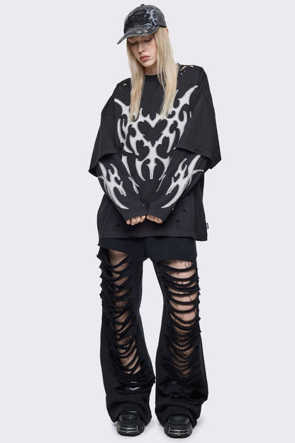 Minga London Luvx Black Layered T-Shirt
