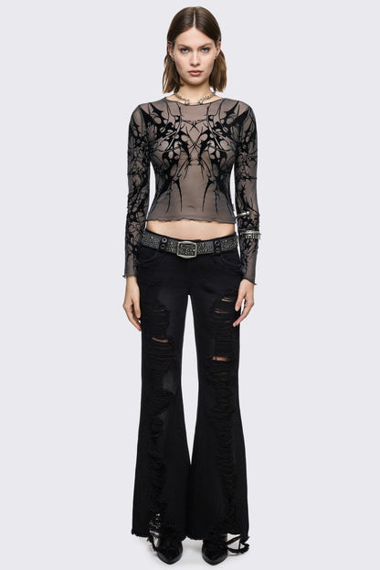 Minga London Cryptic Grey Mesh Top