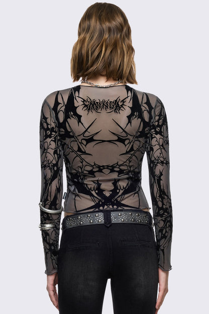 Minga London Cryptic Grey Mesh Top