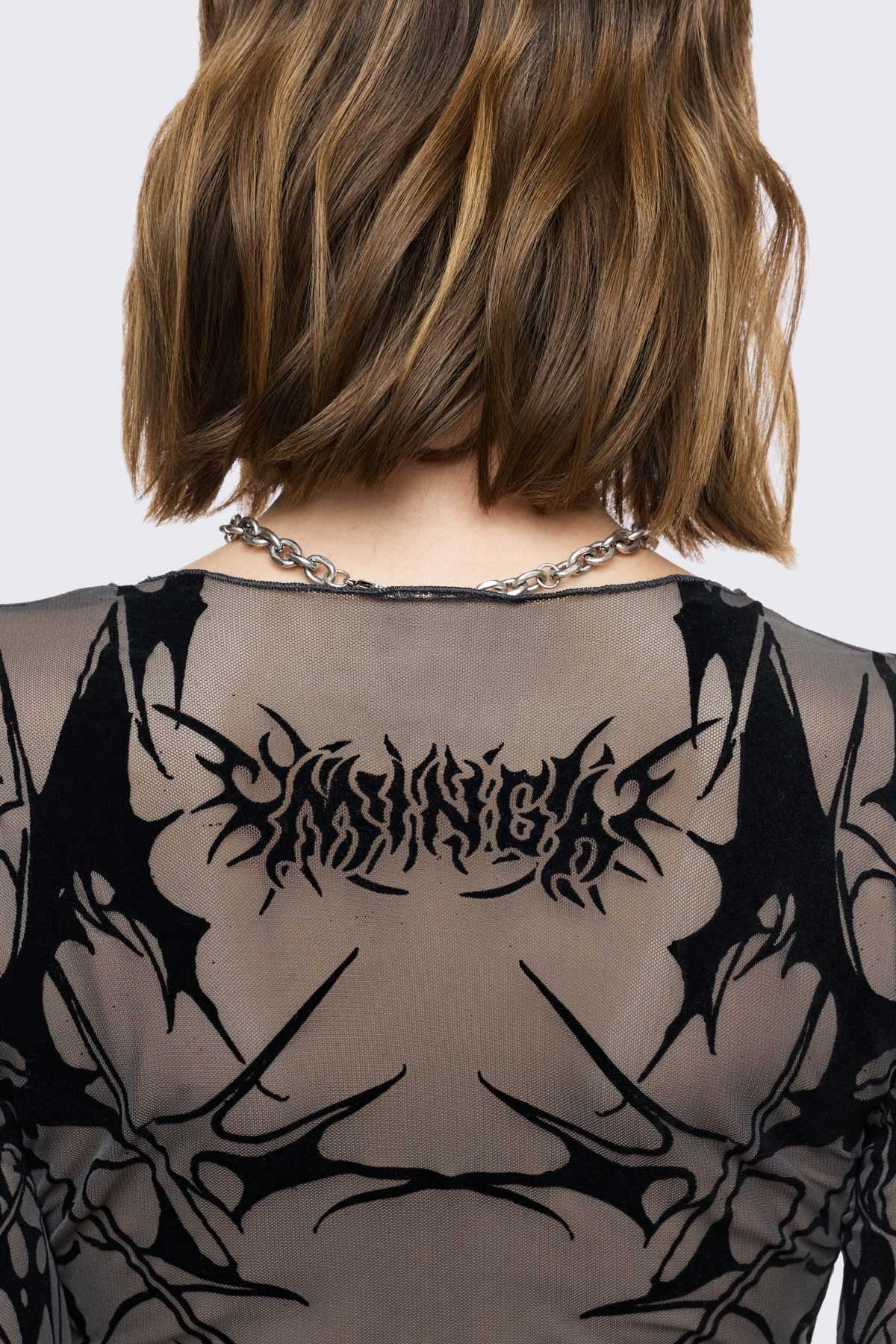 Minga London Cryptic Grey Mesh Top