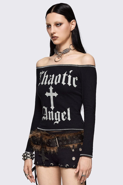Minga London Chaotic Angel Off-Shoulder Top