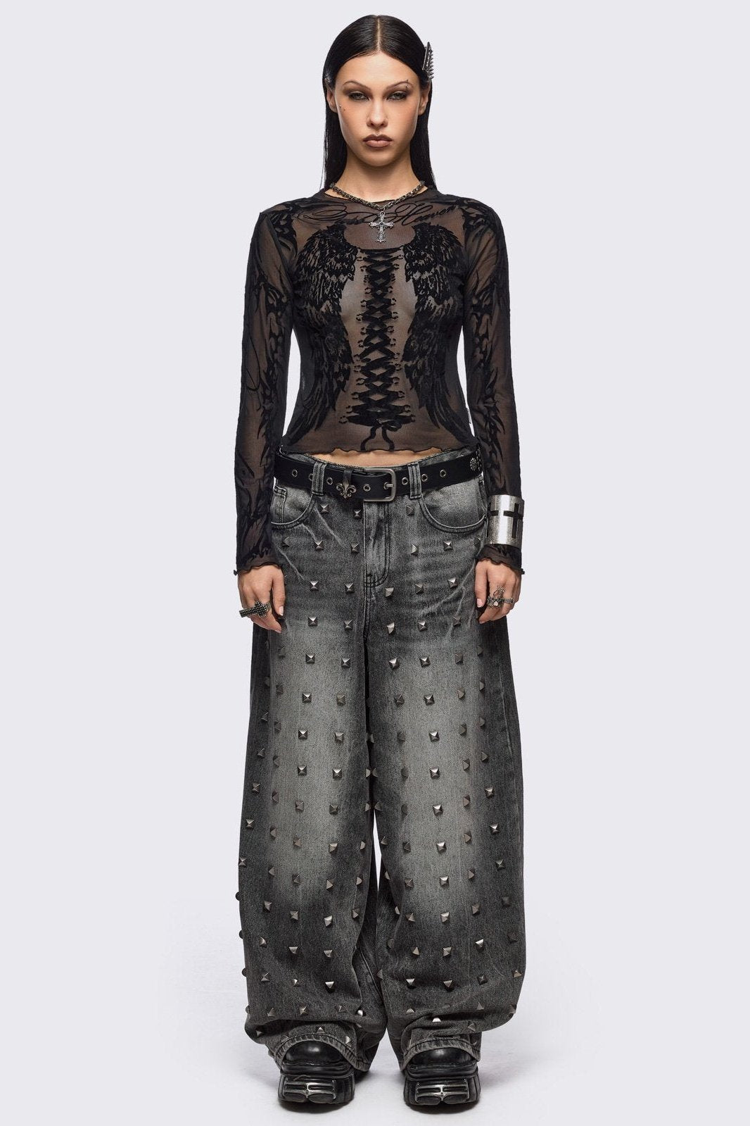 Minga London Wing It Black Mesh Top