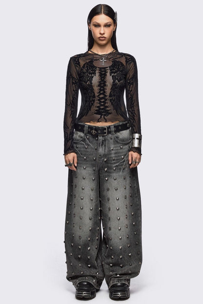 Minga London Wing It Black Mesh Top