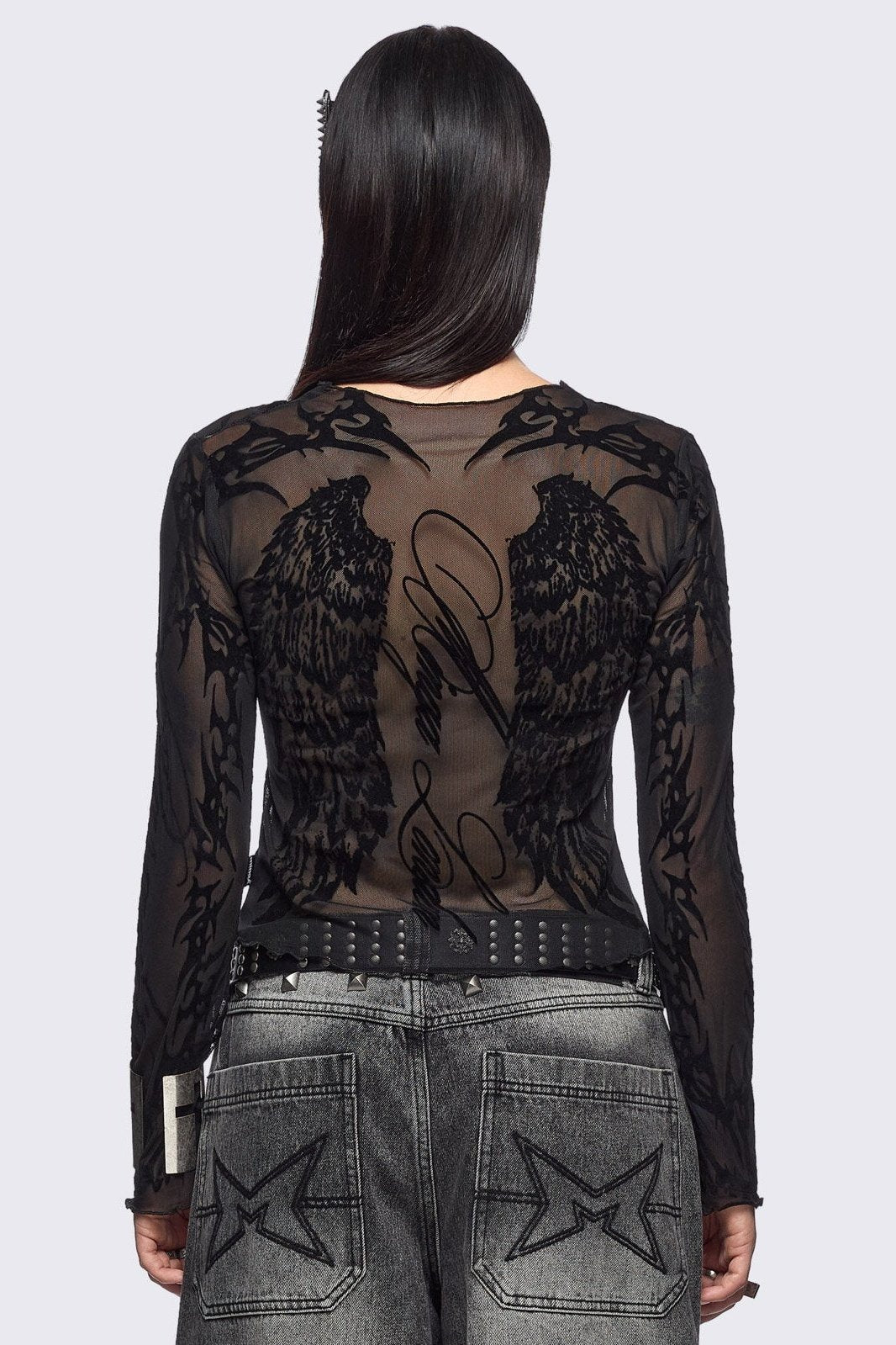 Minga London Wing It Black Mesh Top